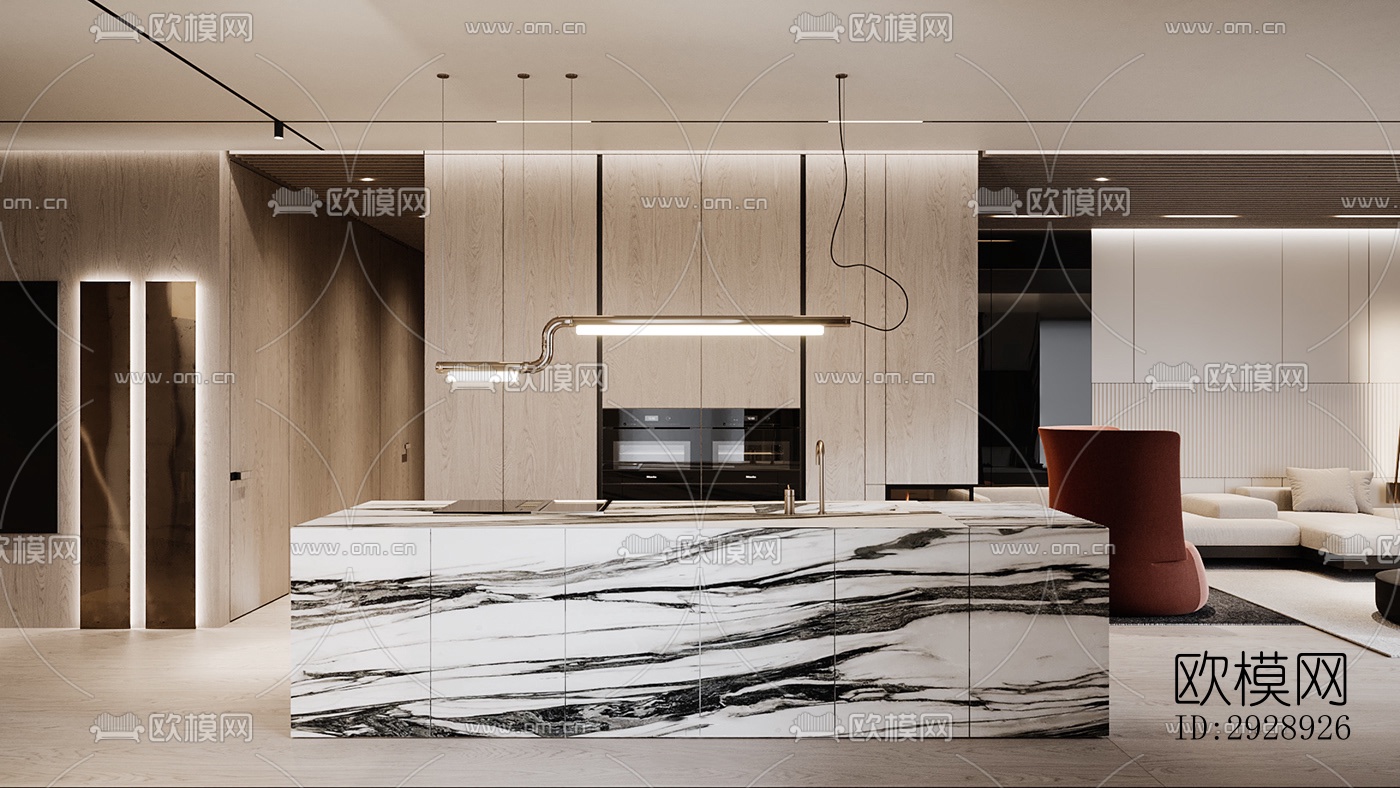 现代平层效果图下载（渲染图14）