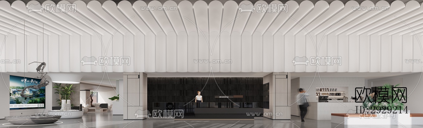 现代商务大堂效果图下载（渲染图7）