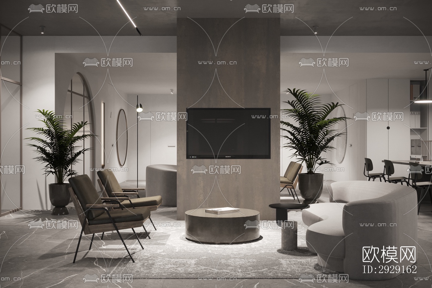 现代办公区效果图下载（渲染图14）