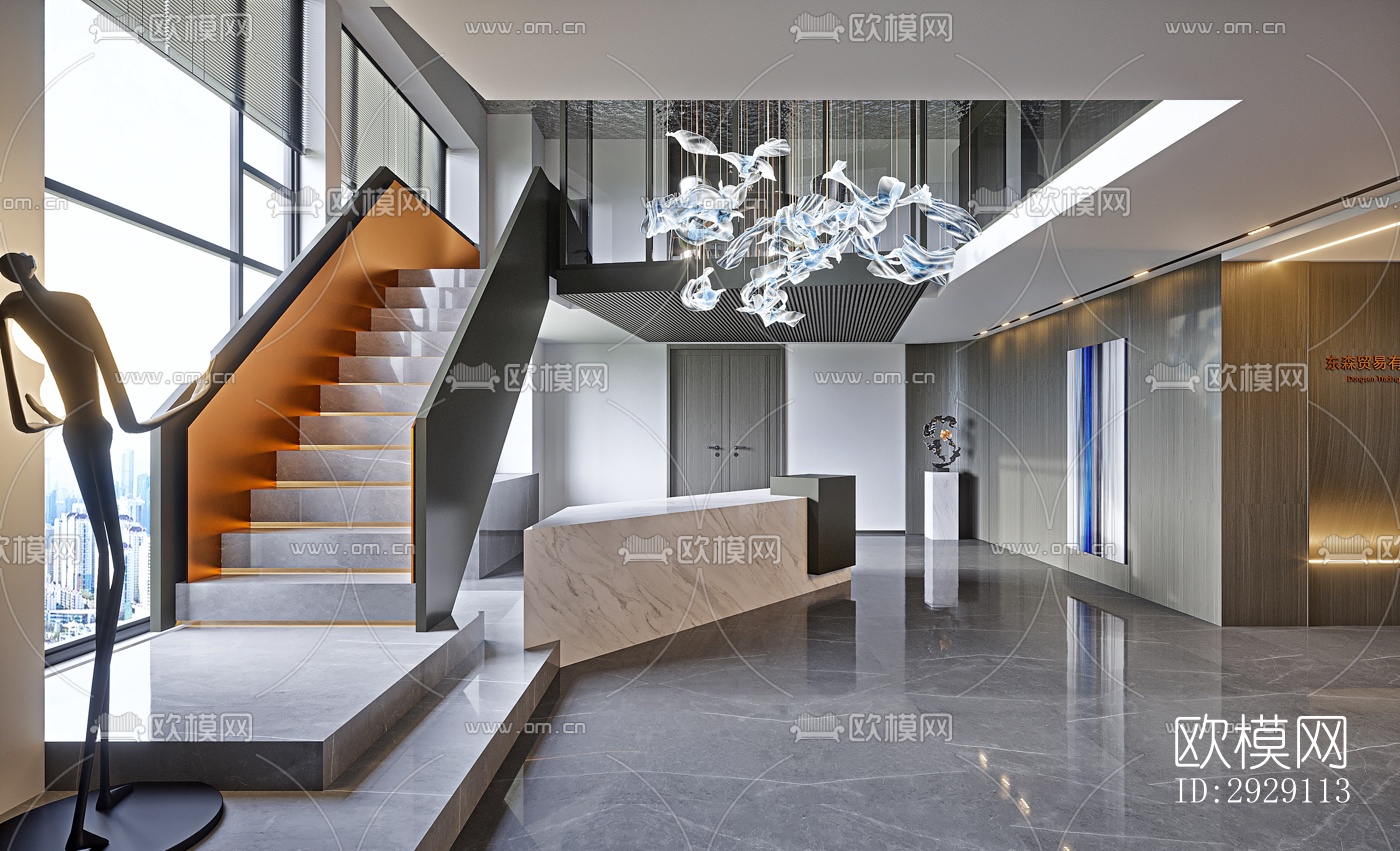 现代办公区效果图下载（渲染图7）