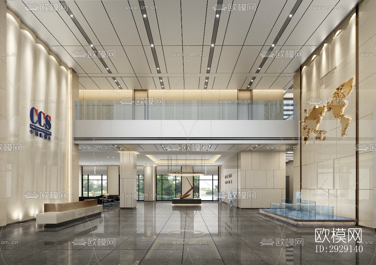 现代办公区效果图下载（渲染图10）