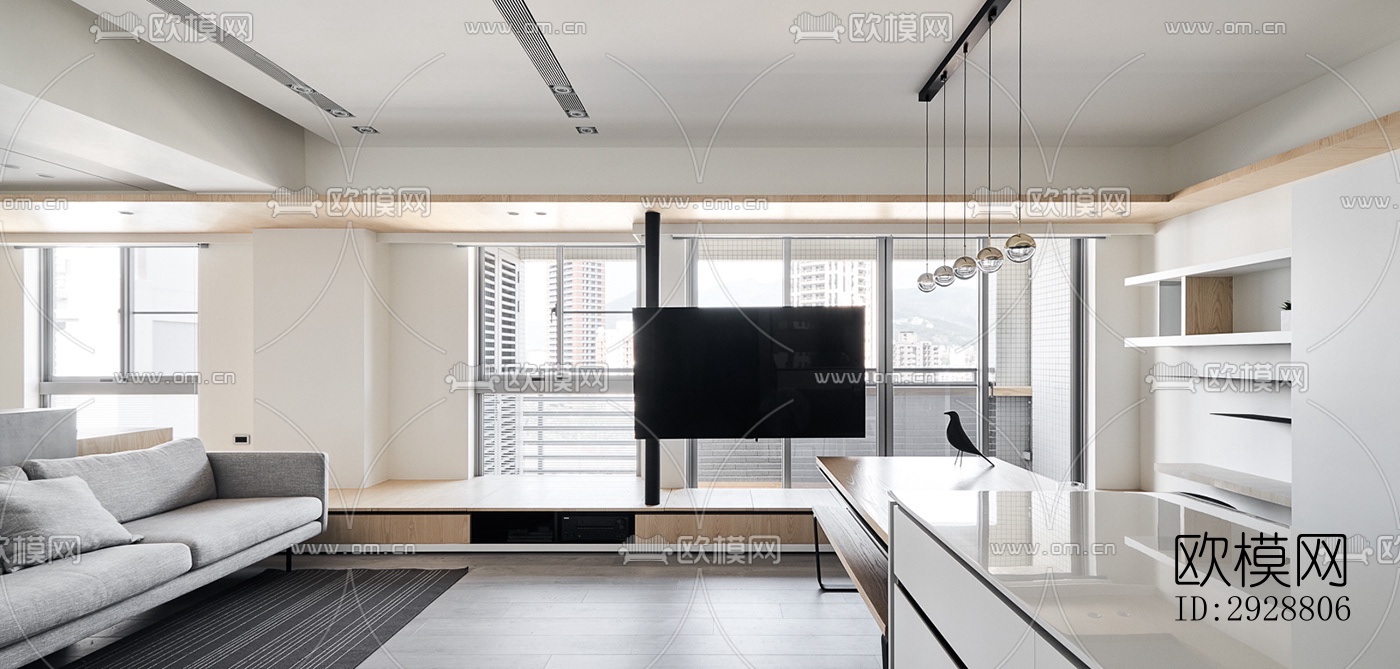 现代平层效果图下载（渲染图9）