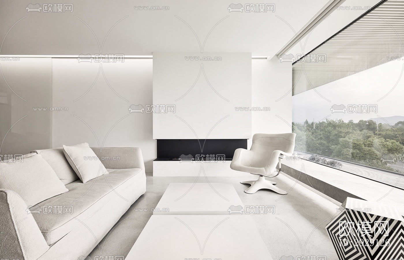 现代办公区效果图下载（渲染图10）