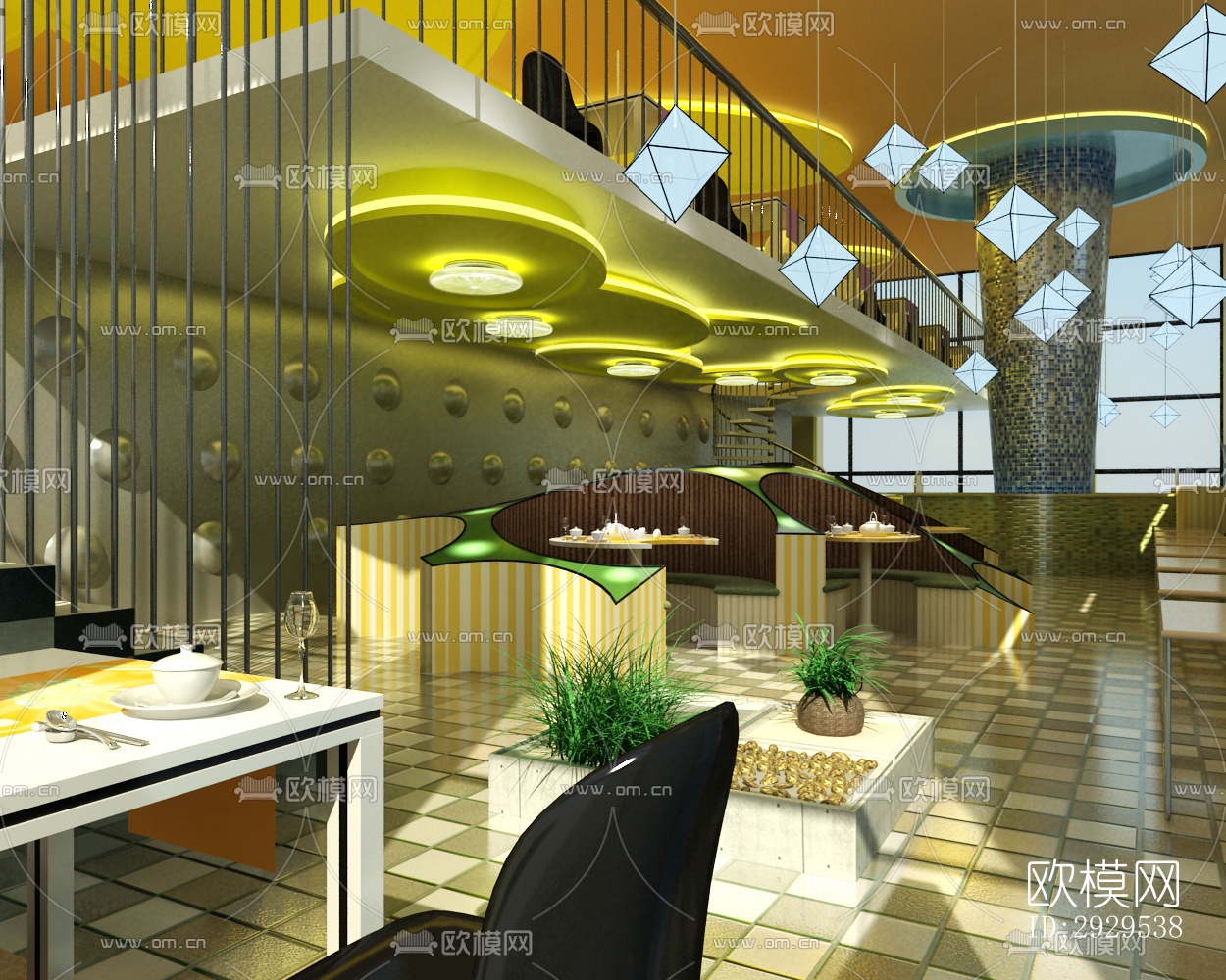 后现代西餐厅效果图下载（渲染图6）