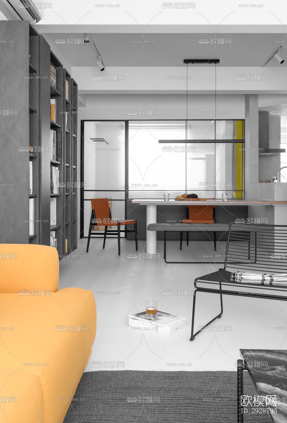 现代平层效果图下载（渲染图10）