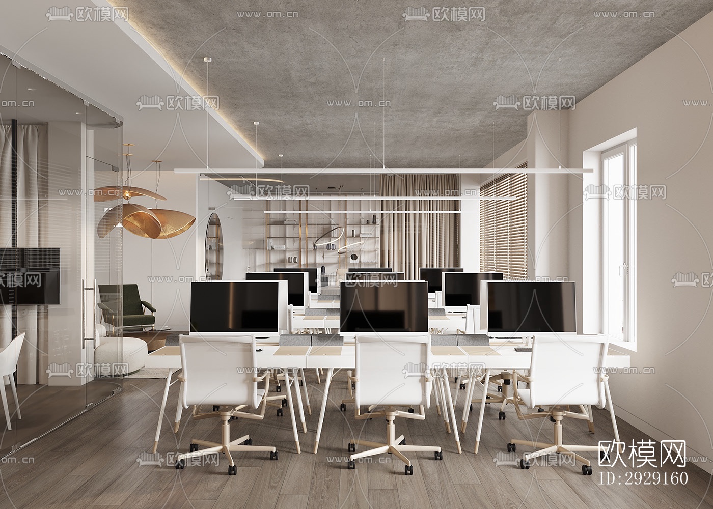 现代办公区效果图下载（渲染图14）