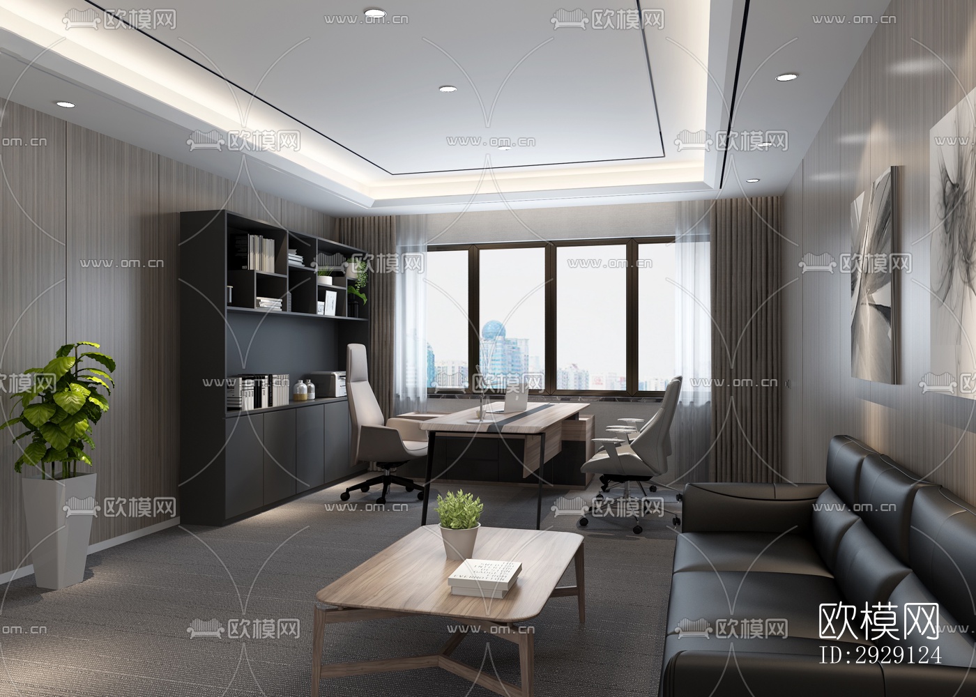 现代办公区效果图下载（渲染图6）