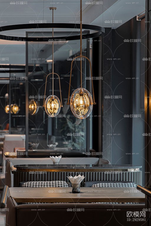 高级灰西餐厅效果图下载（渲染图7）