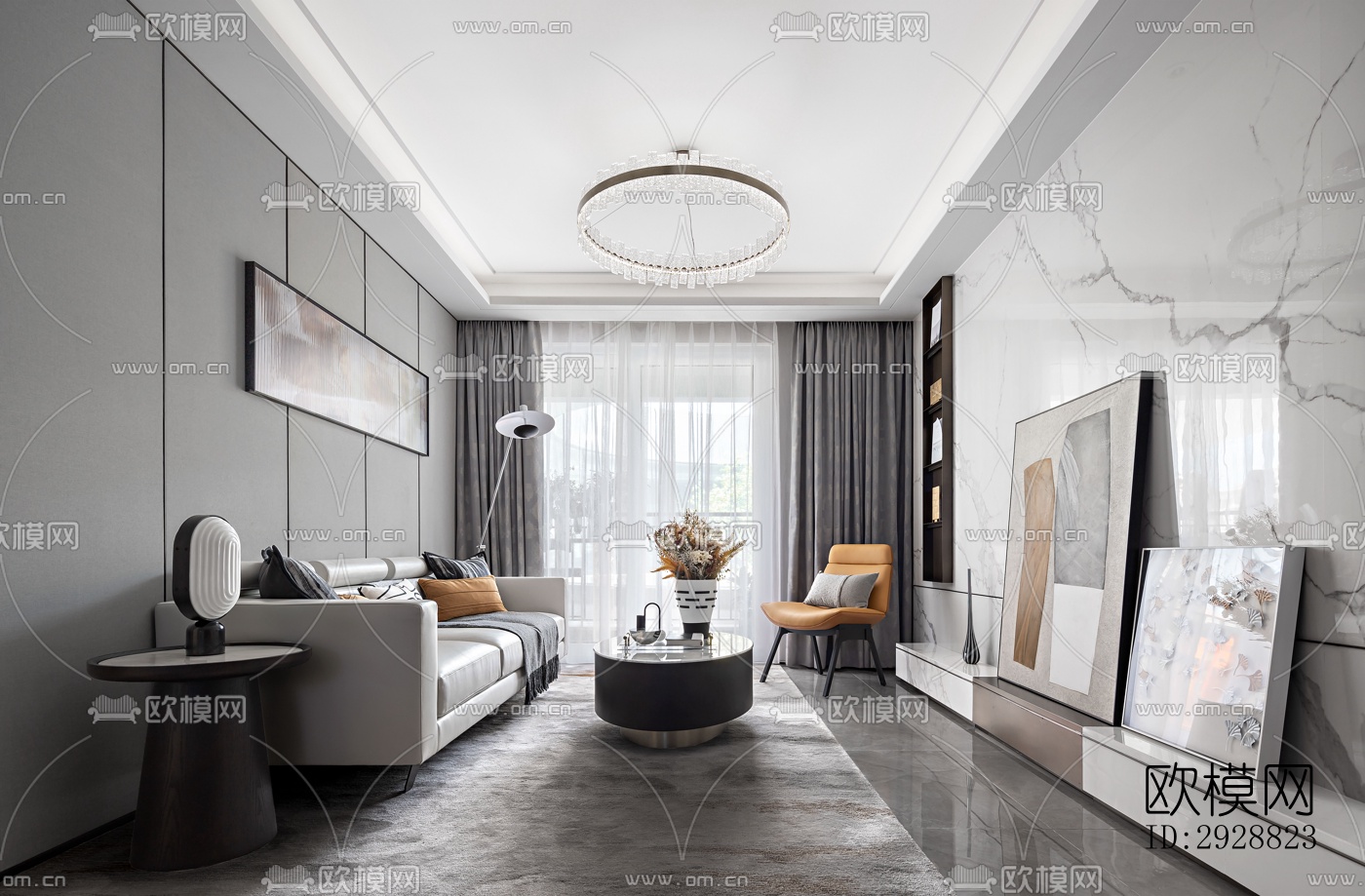 现代平层效果图下载（渲染图5）