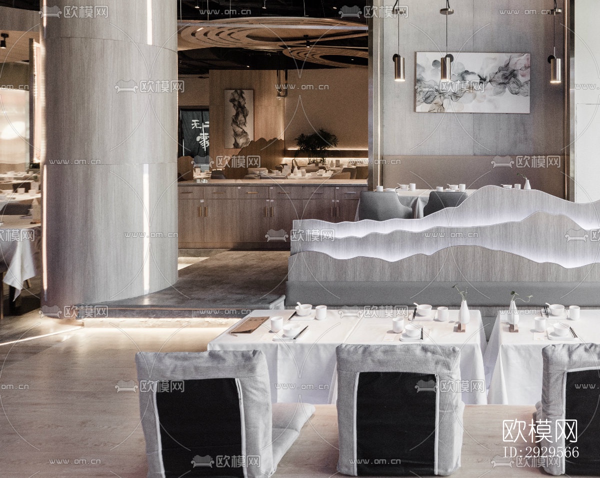 现代西餐厅效果图下载（渲染图10）