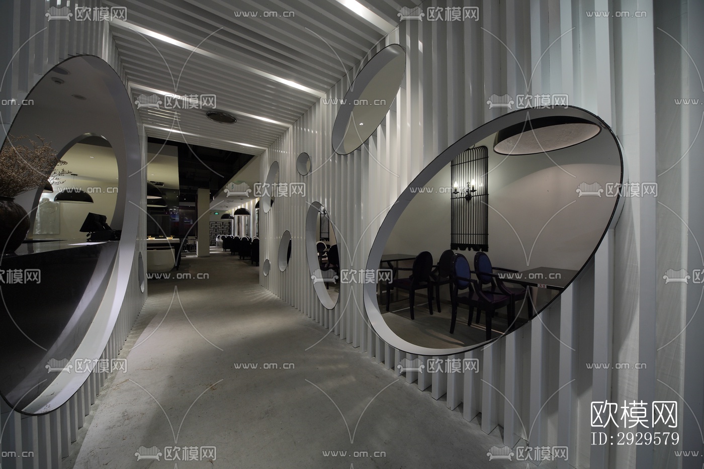 高级灰西餐厅效果图下载（渲染图2）