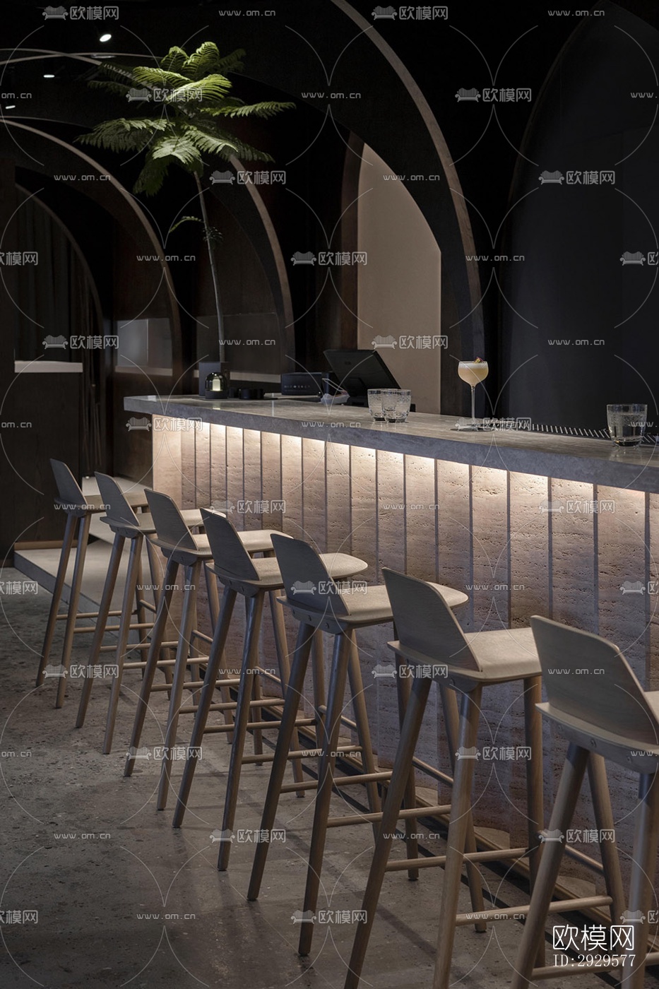 高级灰西餐厅效果图下载（渲染图18）