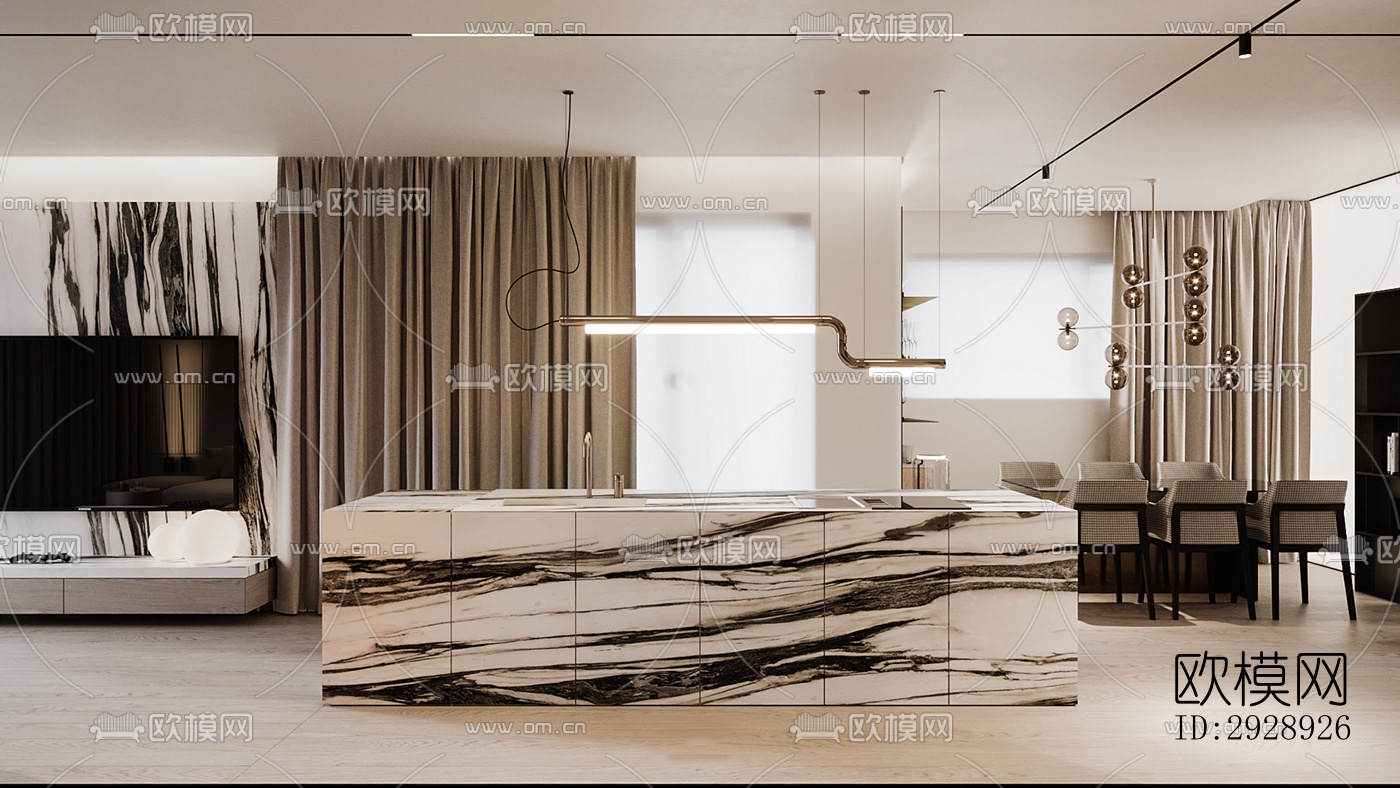 现代平层效果图下载（渲染图11）