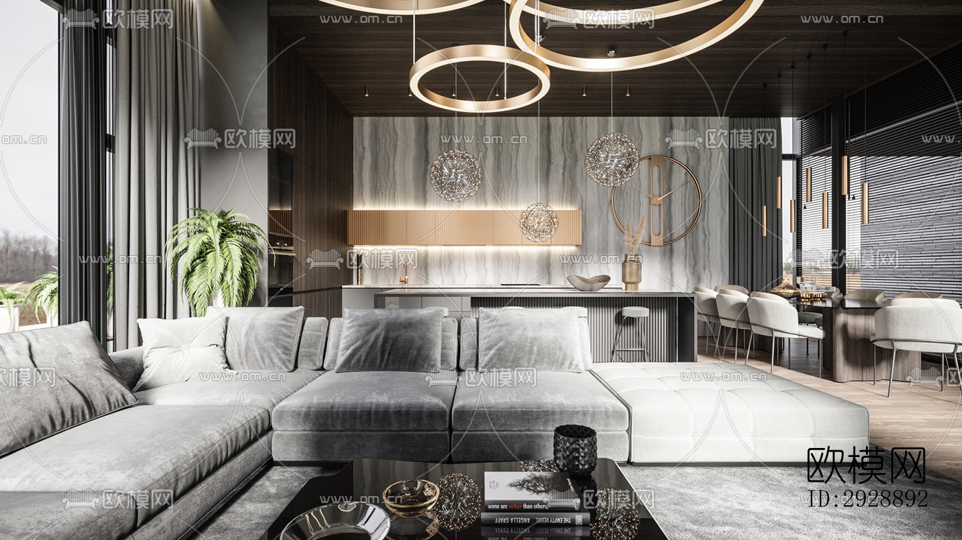 现代平层效果图下载（渲染图13）