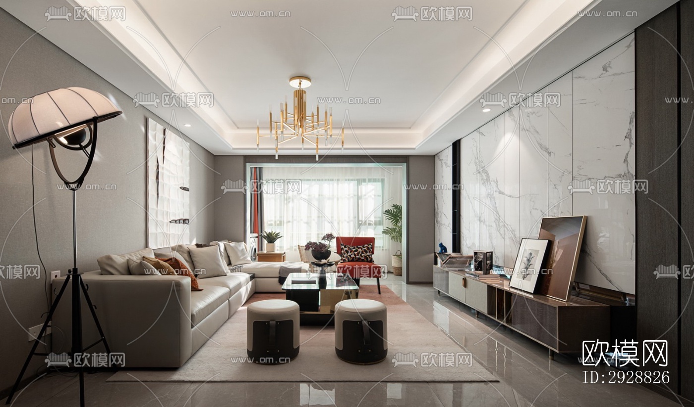 现代平层效果图下载（渲染图14）