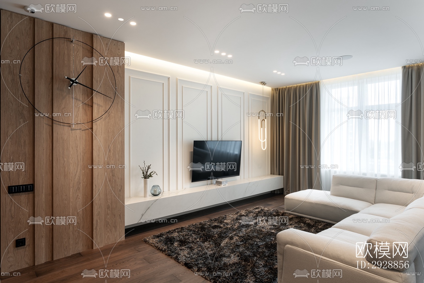 现代平层效果图下载（渲染图12）