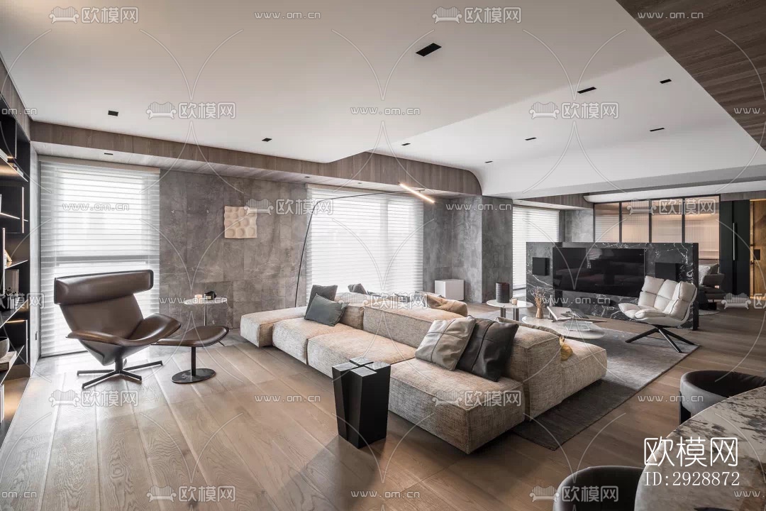 现代平层效果图下载（渲染图14）