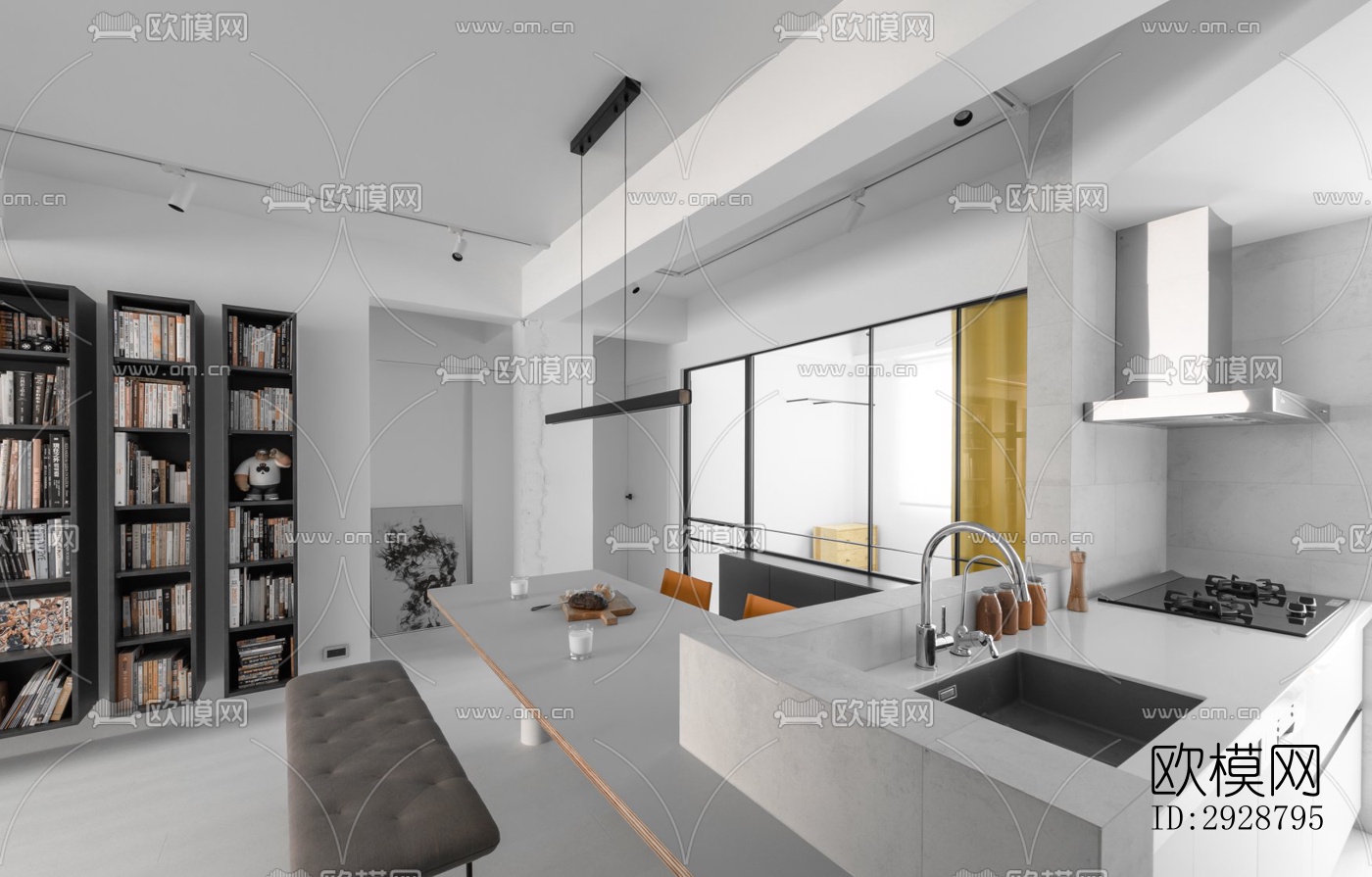 现代平层效果图下载（渲染图12）