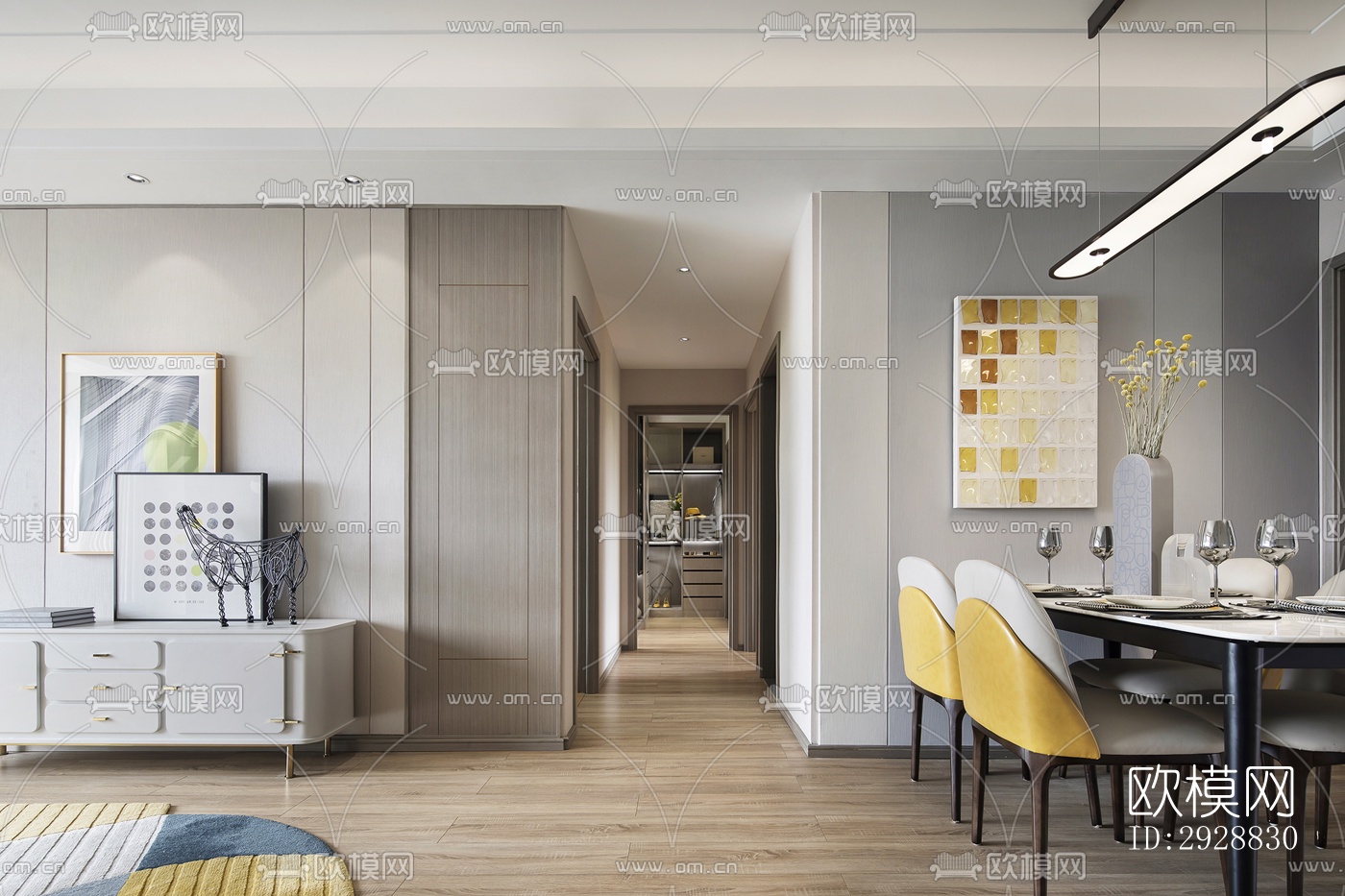 现代平层效果图下载（渲染图7）