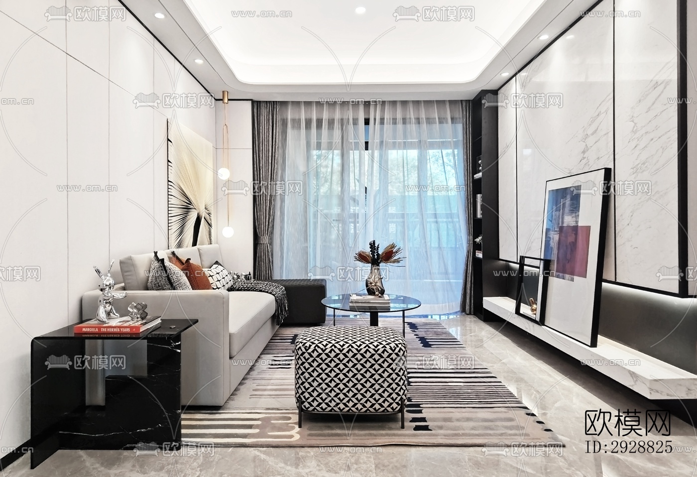 现代平层效果图下载（渲染图11）