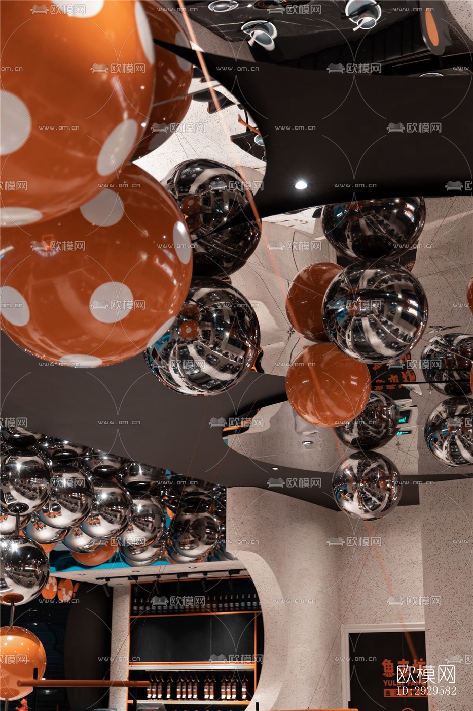 高级灰西餐厅效果图下载（渲染图9）