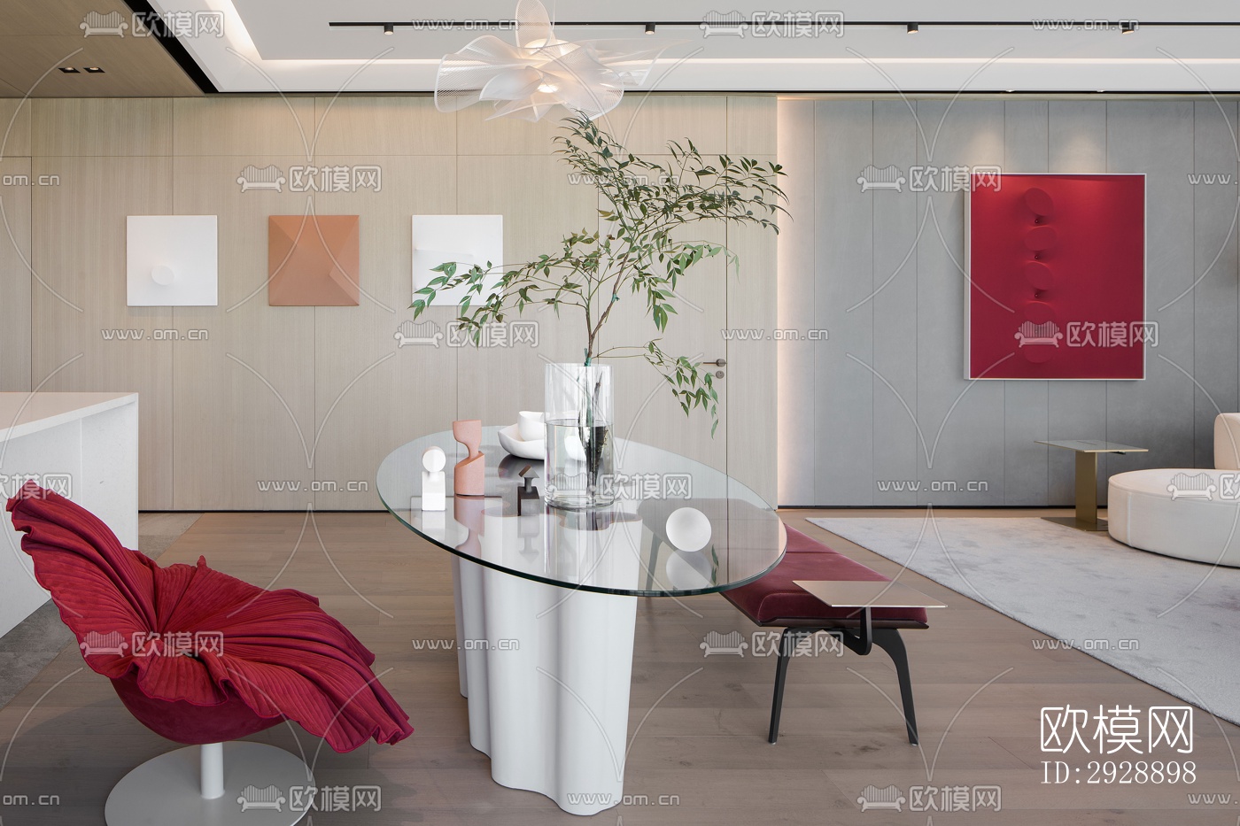 现代平层效果图下载（渲染图2）