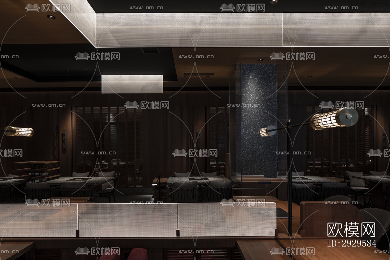 高级灰西餐厅效果图下载（渲染图17）