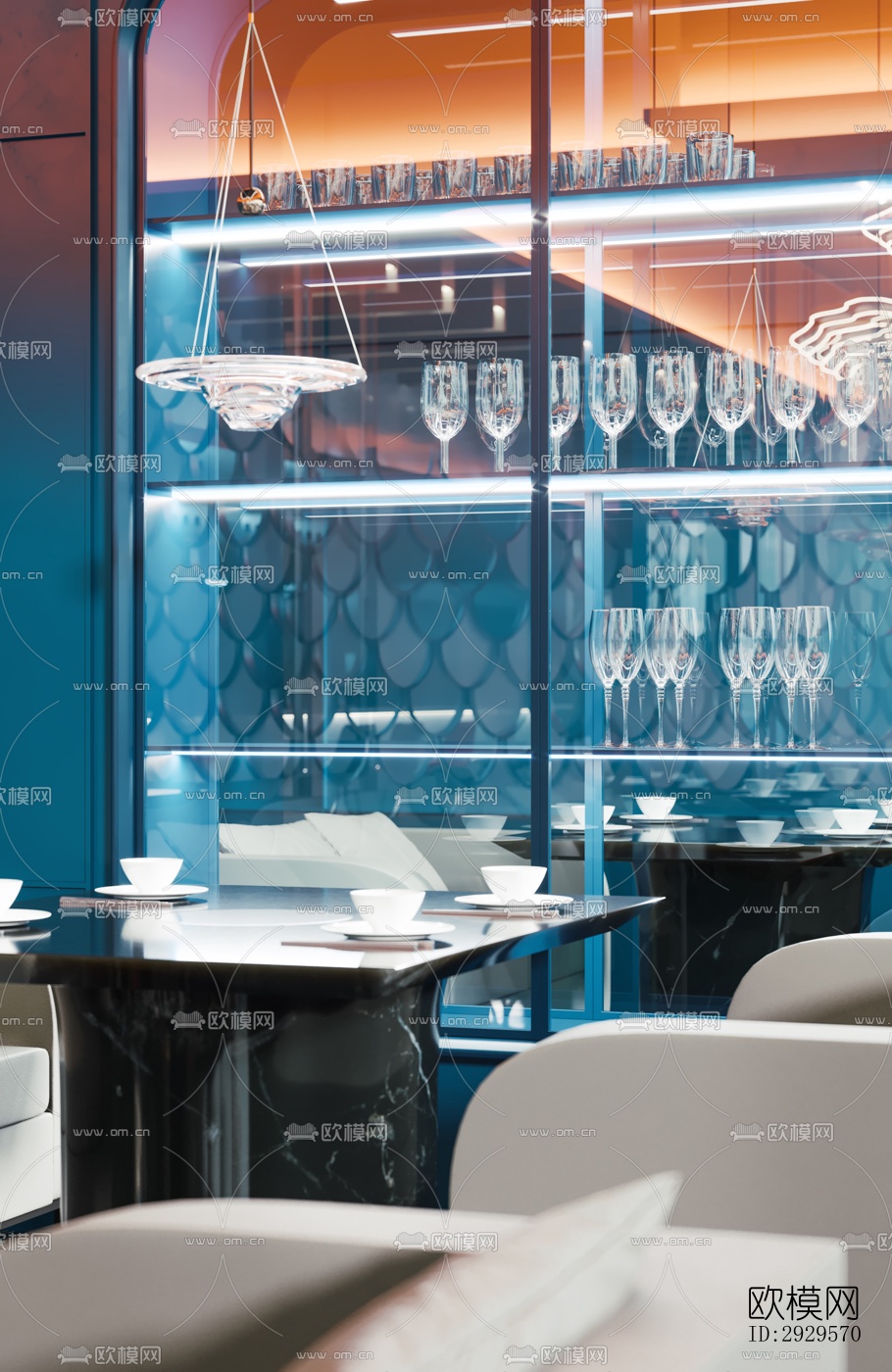 现代西餐厅效果图下载（渲染图19）