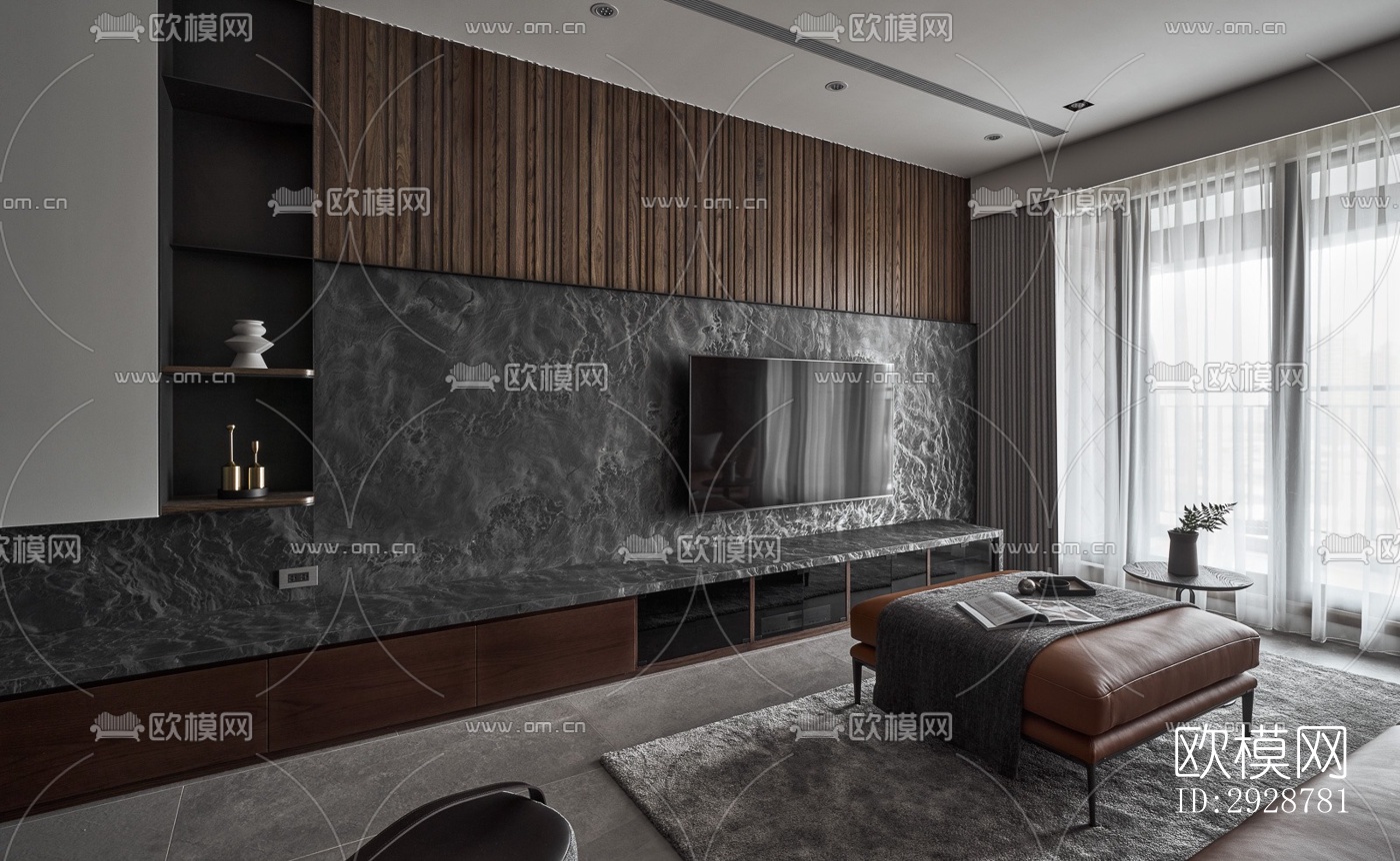 现代平层效果图下载（渲染图4）