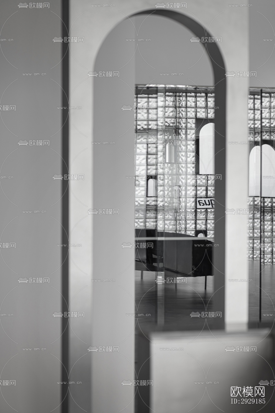 高级灰办公区效果图下载（渲染图4）