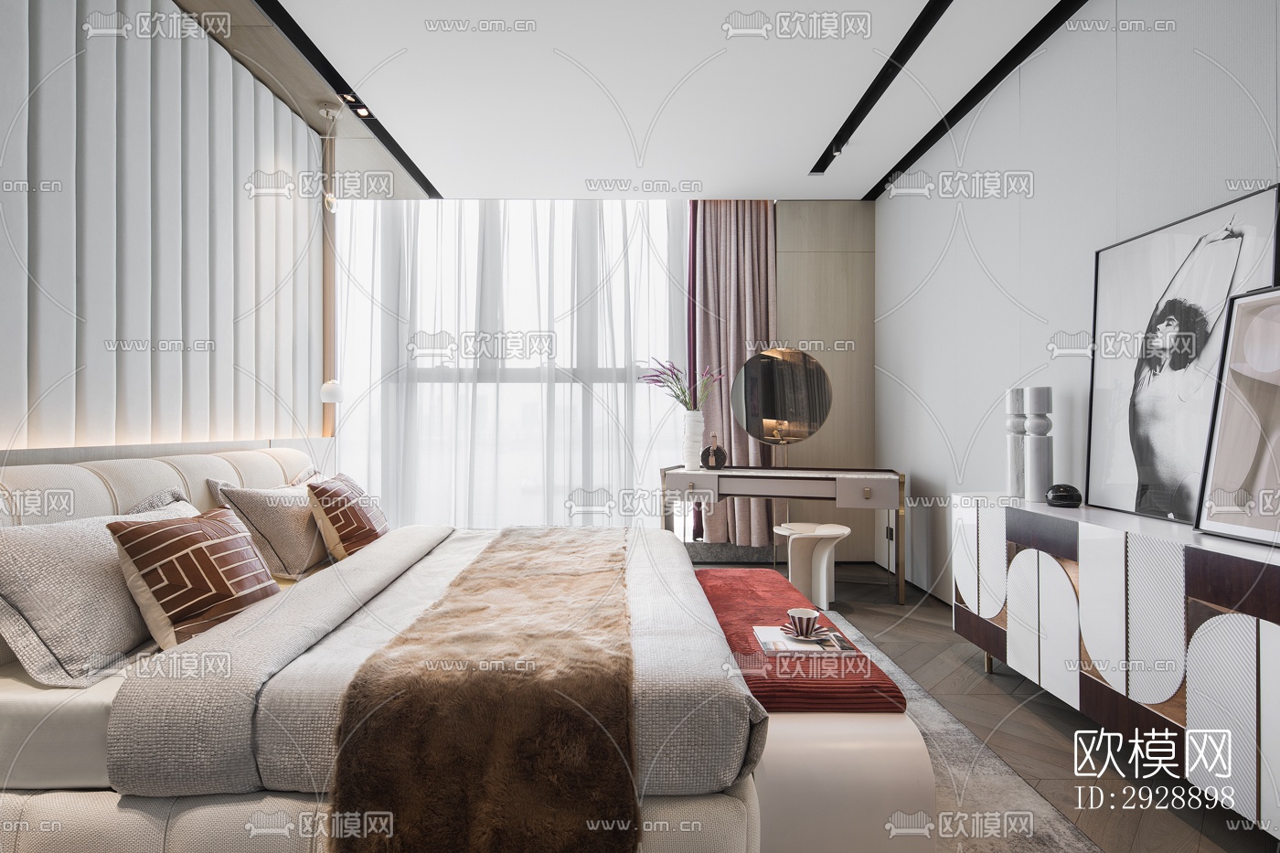 现代平层效果图下载（渲染图9）