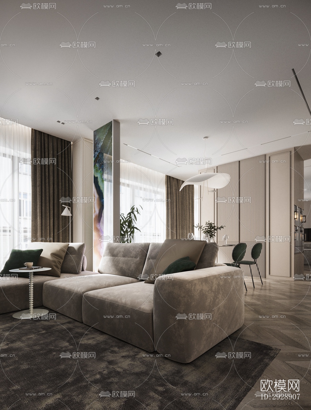 现代平层效果图下载（渲染图9）