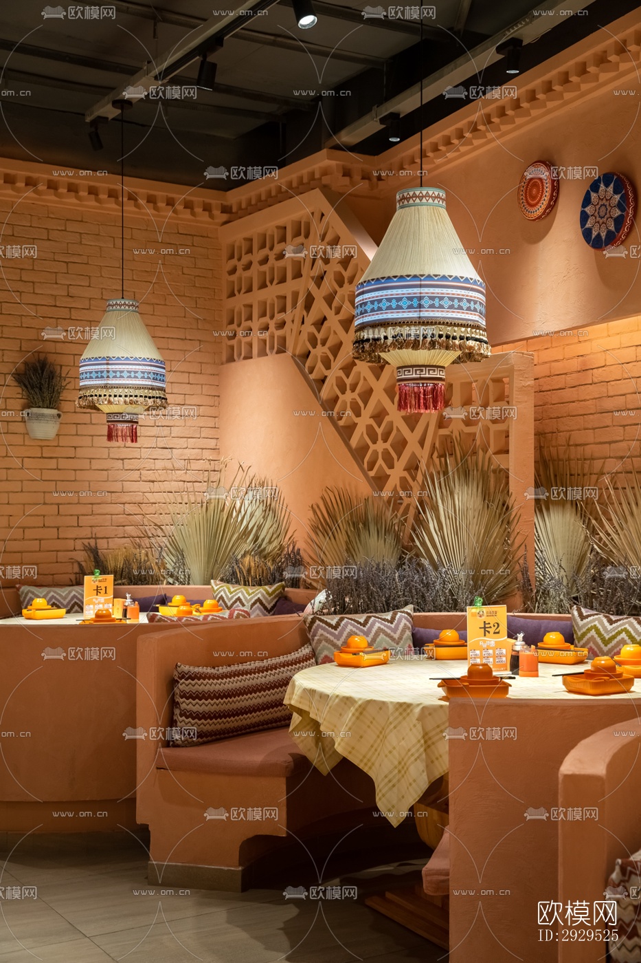 东南亚西餐厅效果图下载（渲染图3）