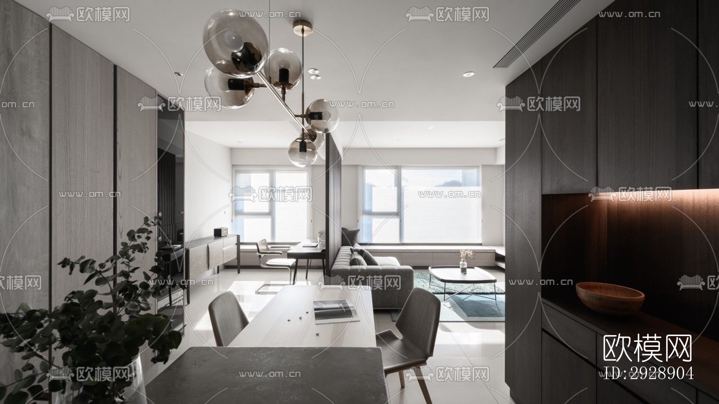 现代平层效果图下载（渲染图6）