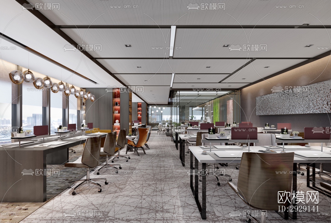 现代办公区效果图下载（渲染图3）