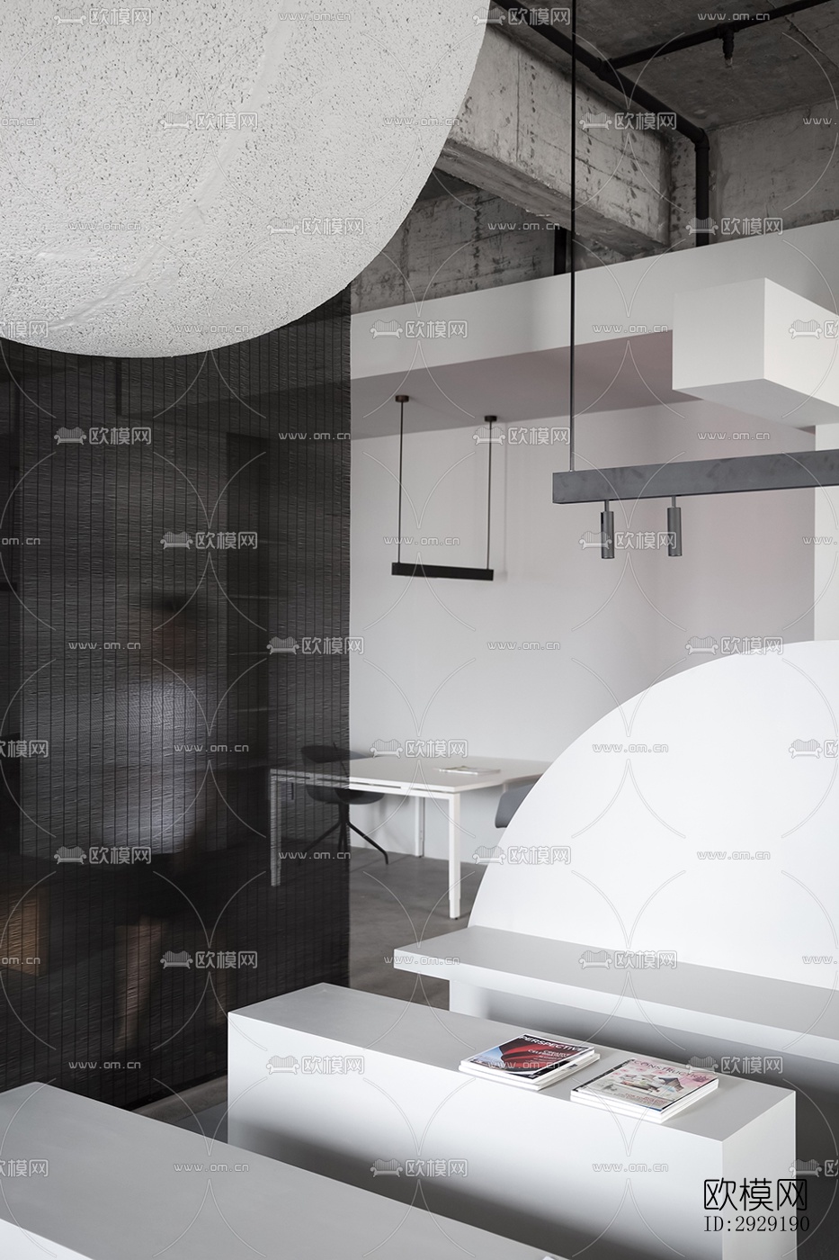高级灰办公区效果图下载（渲染图7）