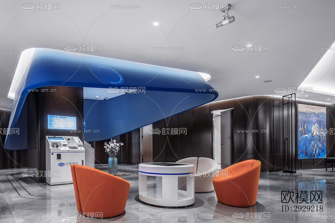 新中式经理室效果图下载（渲染图2）