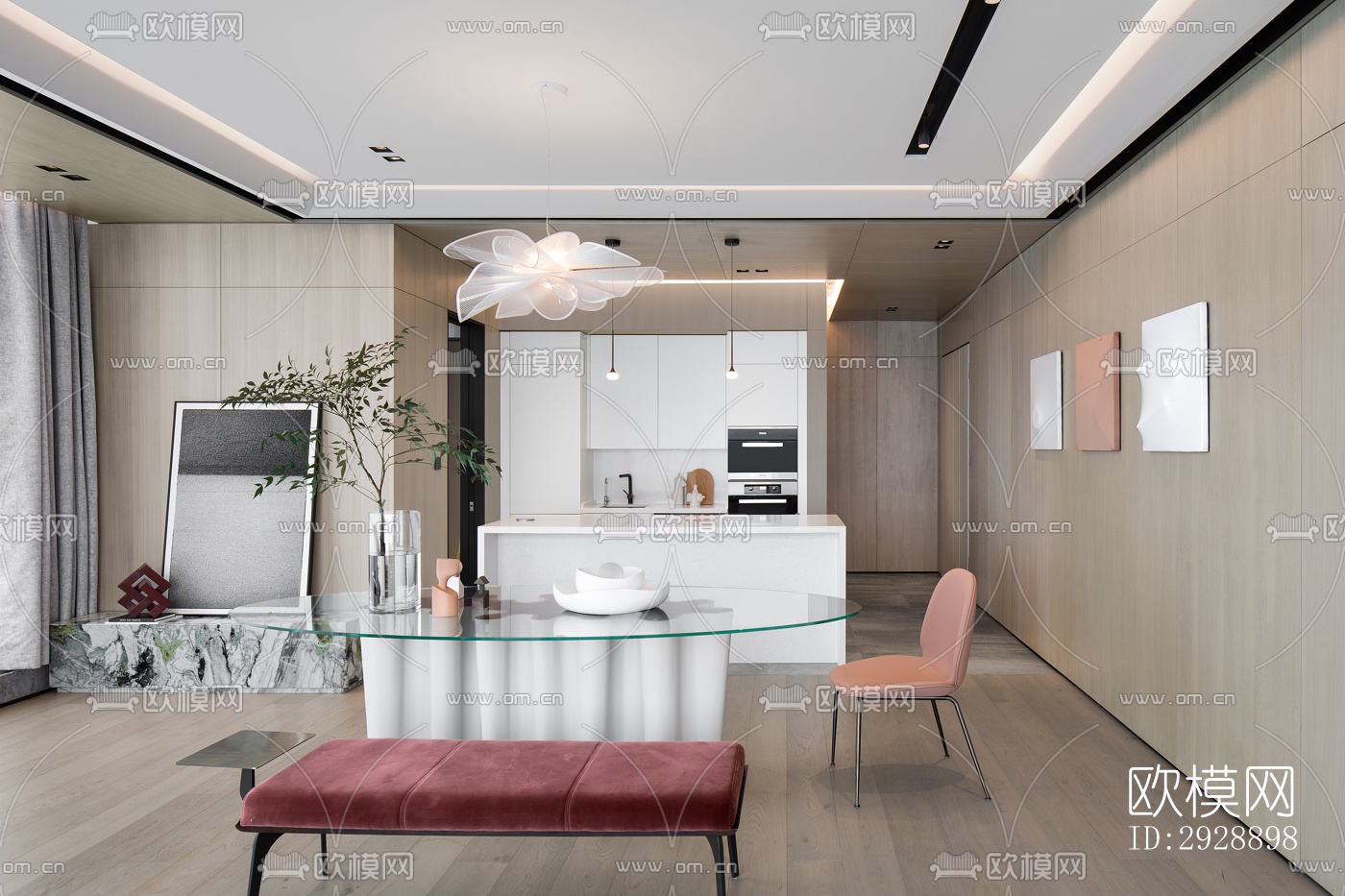 现代平层效果图下载（渲染图6）