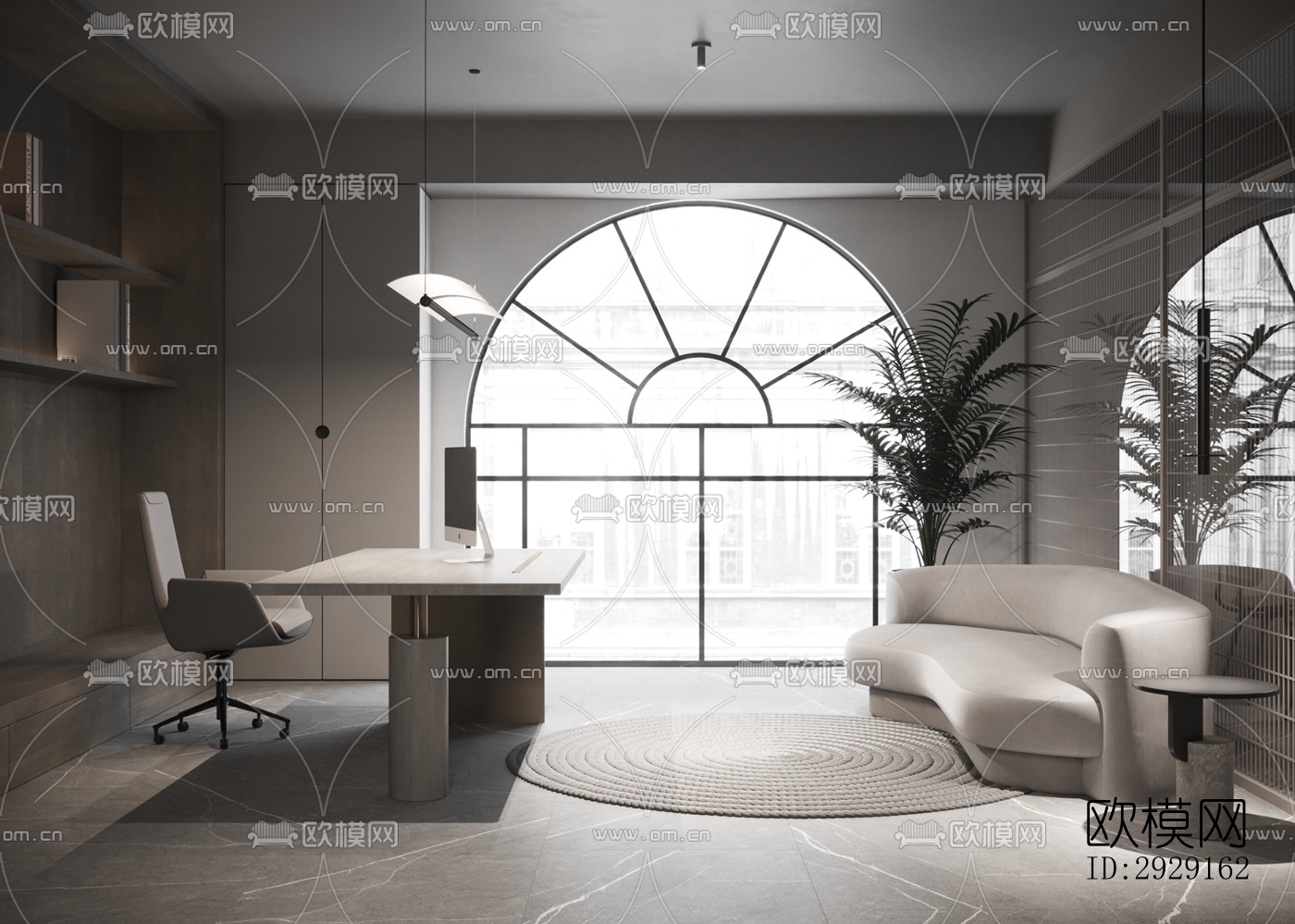 现代办公区效果图下载（渲染图17）