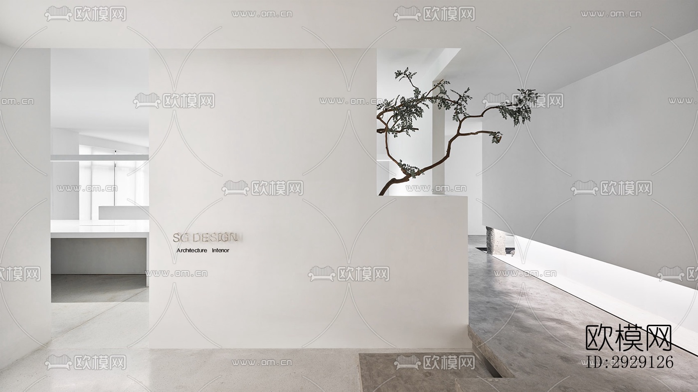 现代办公区效果图下载（渲染图1）