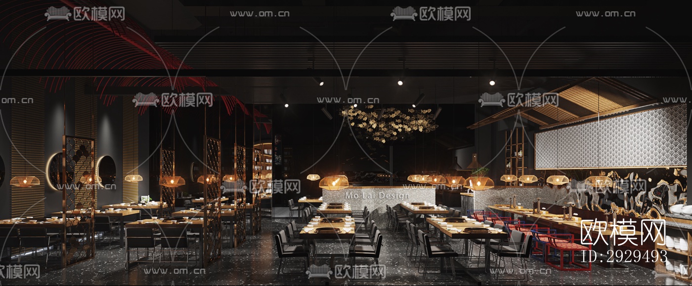 高级灰火锅烤肉效果图下载（渲染图9）