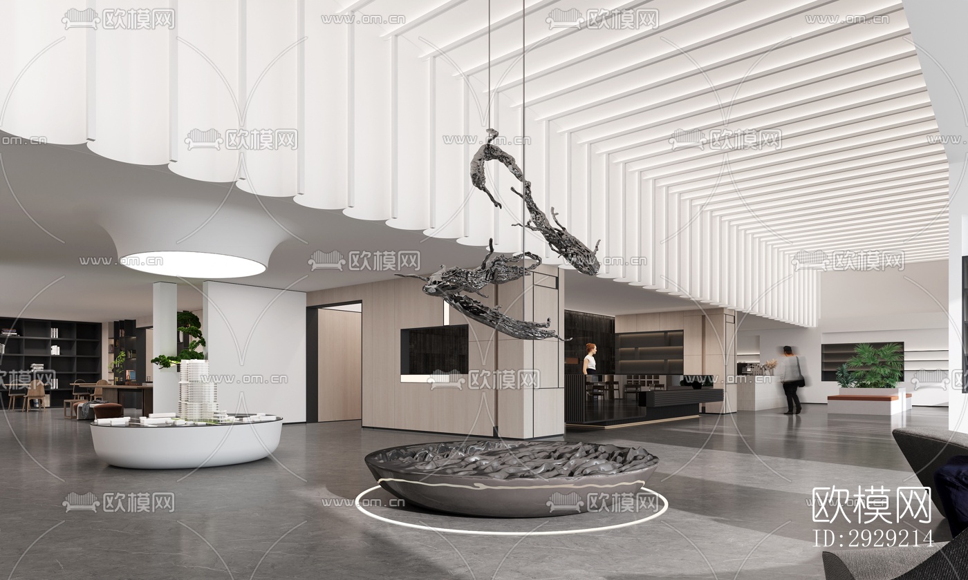 现代商务大堂效果图下载（渲染图10）