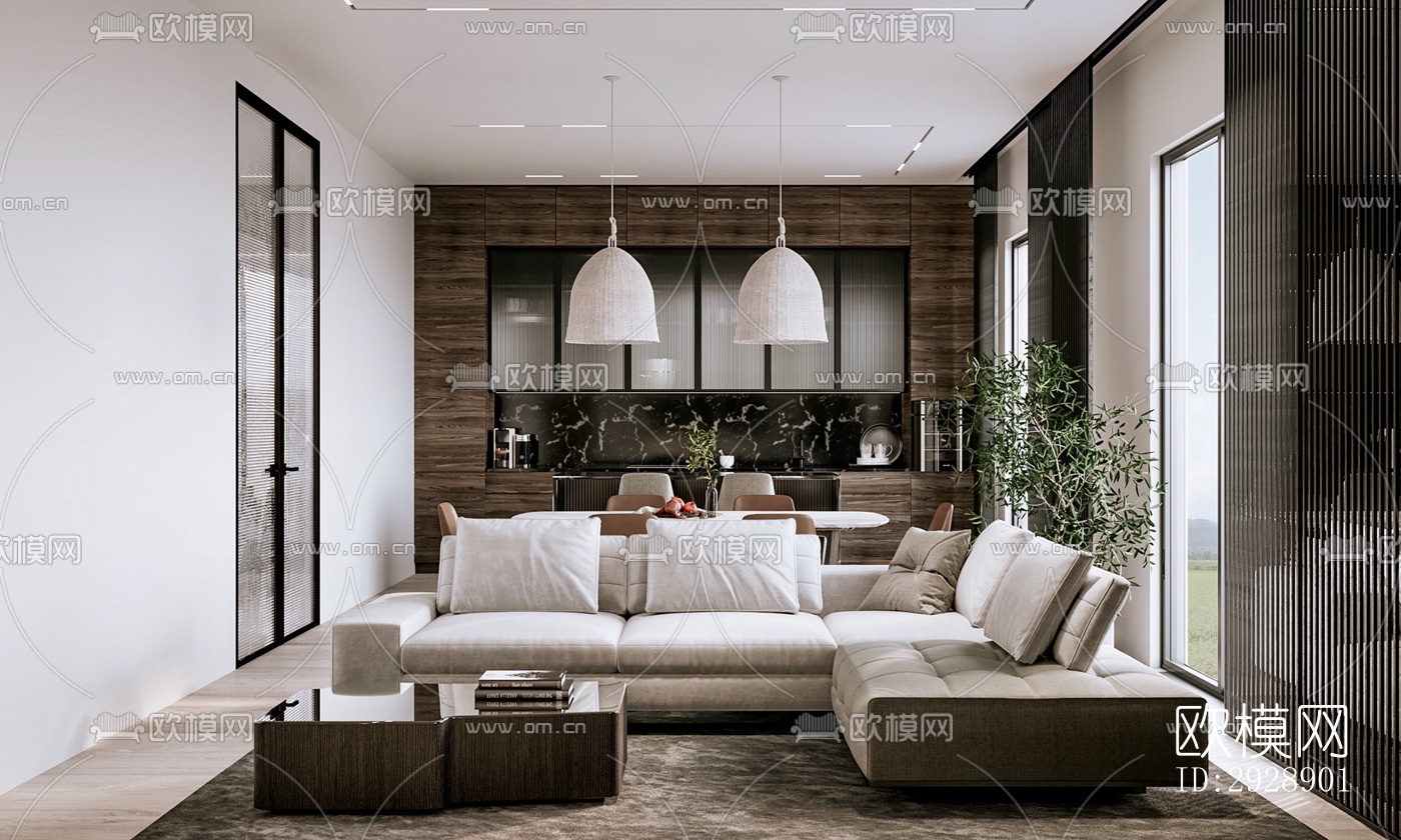 现代平层效果图下载（渲染图9）