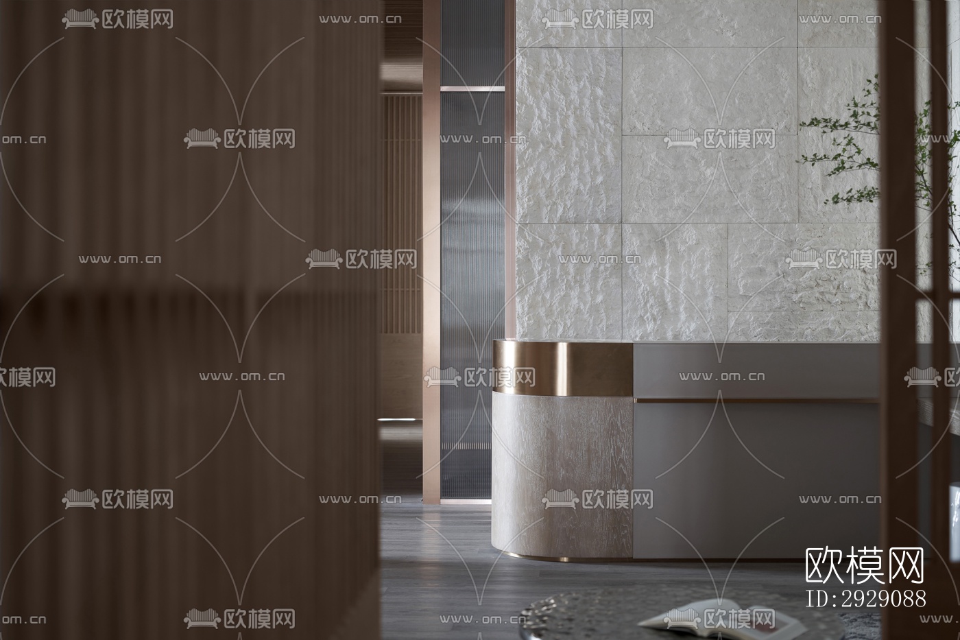 新中式办公区效果图下载（渲染图17）