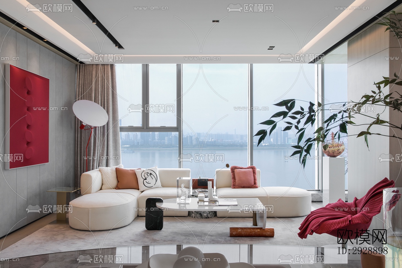 现代平层效果图下载（渲染图1）