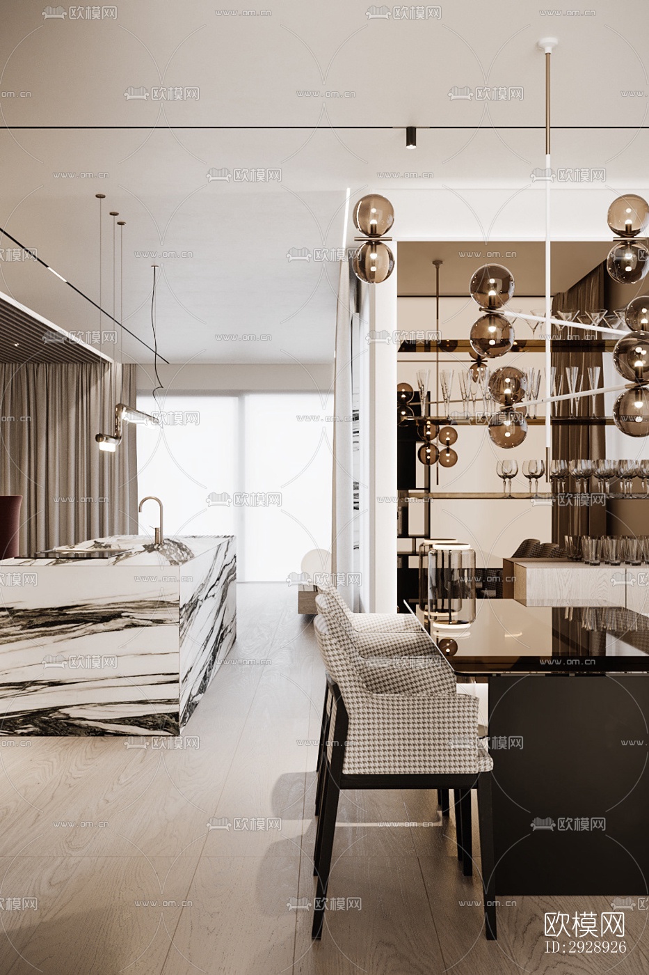 现代平层效果图下载（渲染图13）