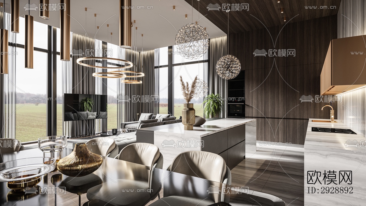 现代平层效果图下载（渲染图11）