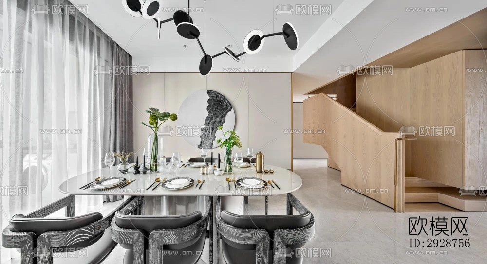 现代平层效果图下载（渲染图1）