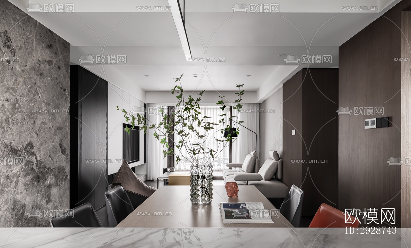 现代平层效果图下载（渲染图7）