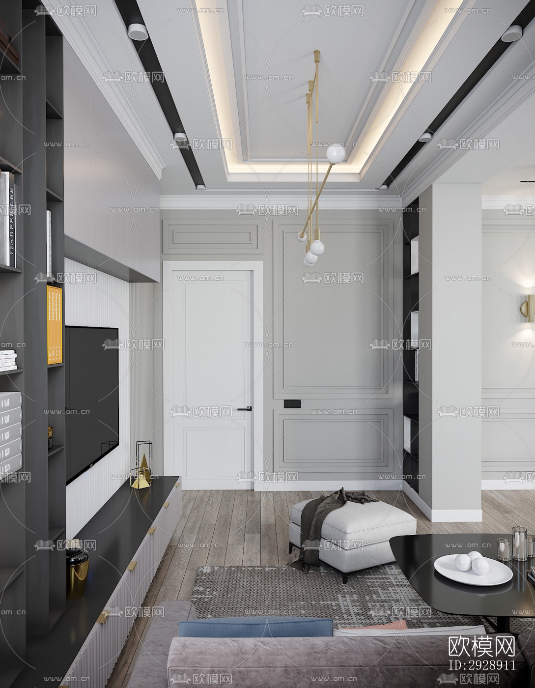 现代平层效果图下载（渲染图10）